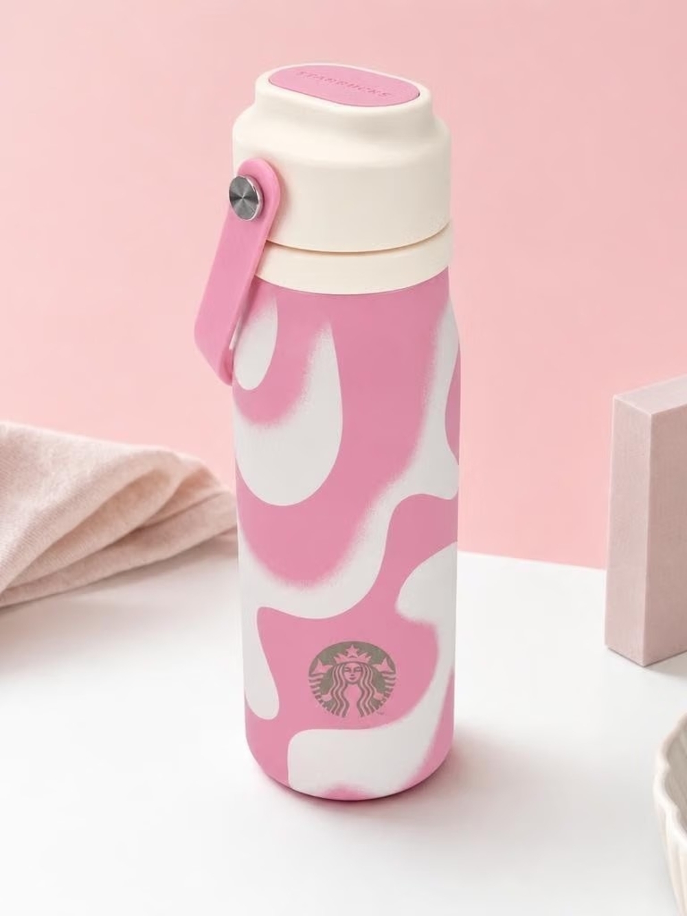 Starbucks Pink & White Swirl 2026 Pink Vibes Collection Waterbottle